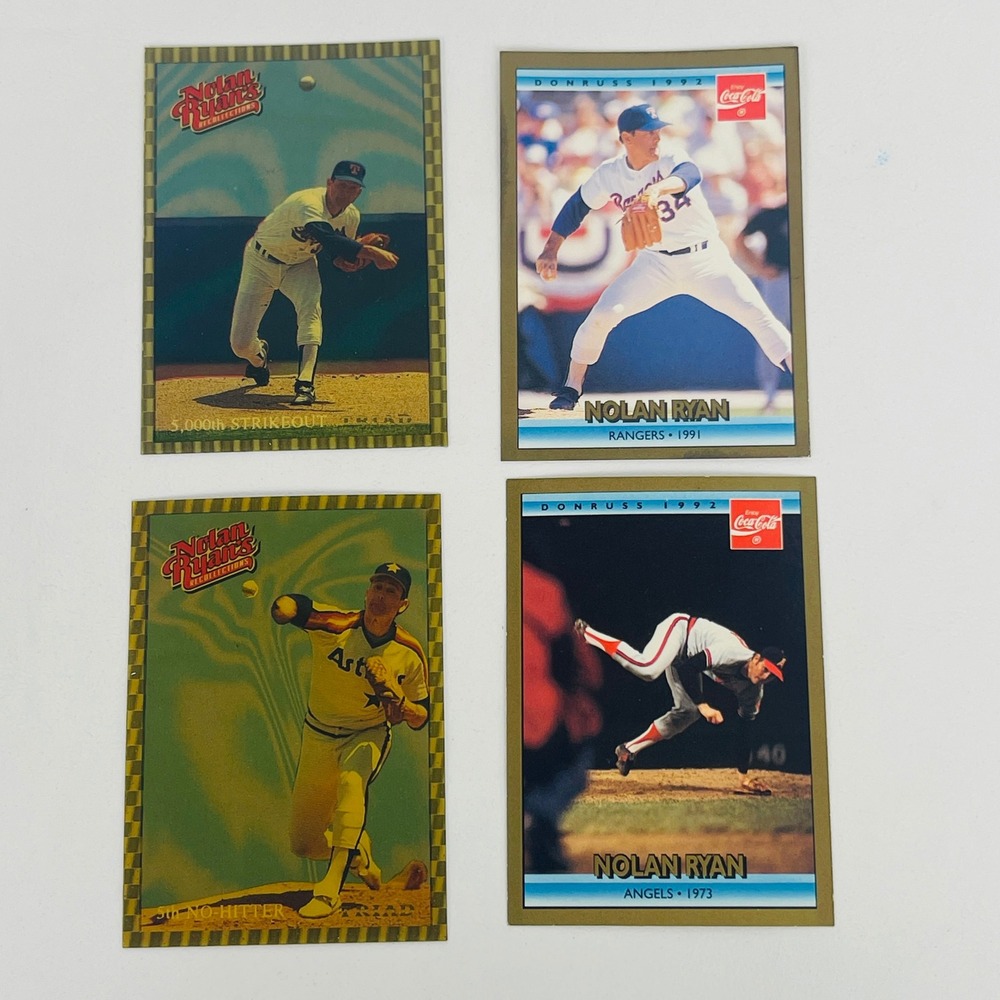 Nolan Ryan Baseball Cards Lot 4 1992 Donruss Coca-Cola Triad Rangers Angels MLB